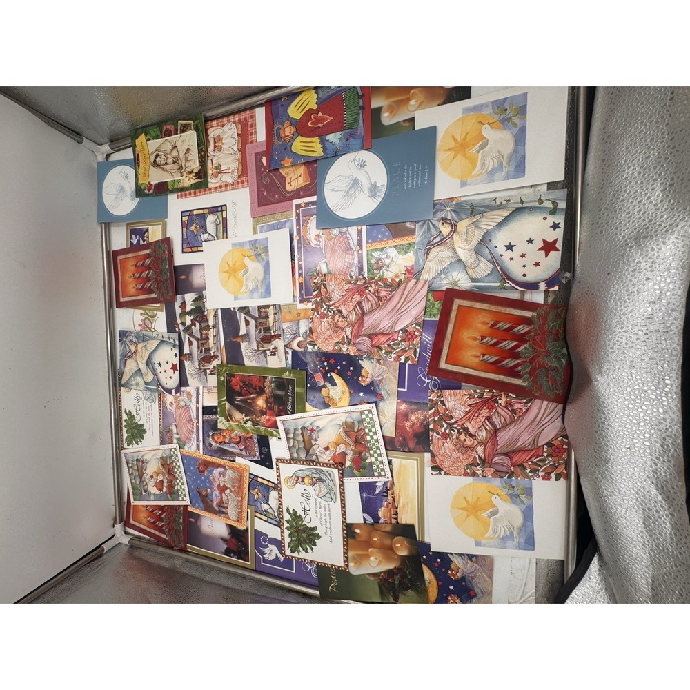 Vintage 90s Christmas Cards Lot 50 Assorted Religious Angels Holiday Envelopes
